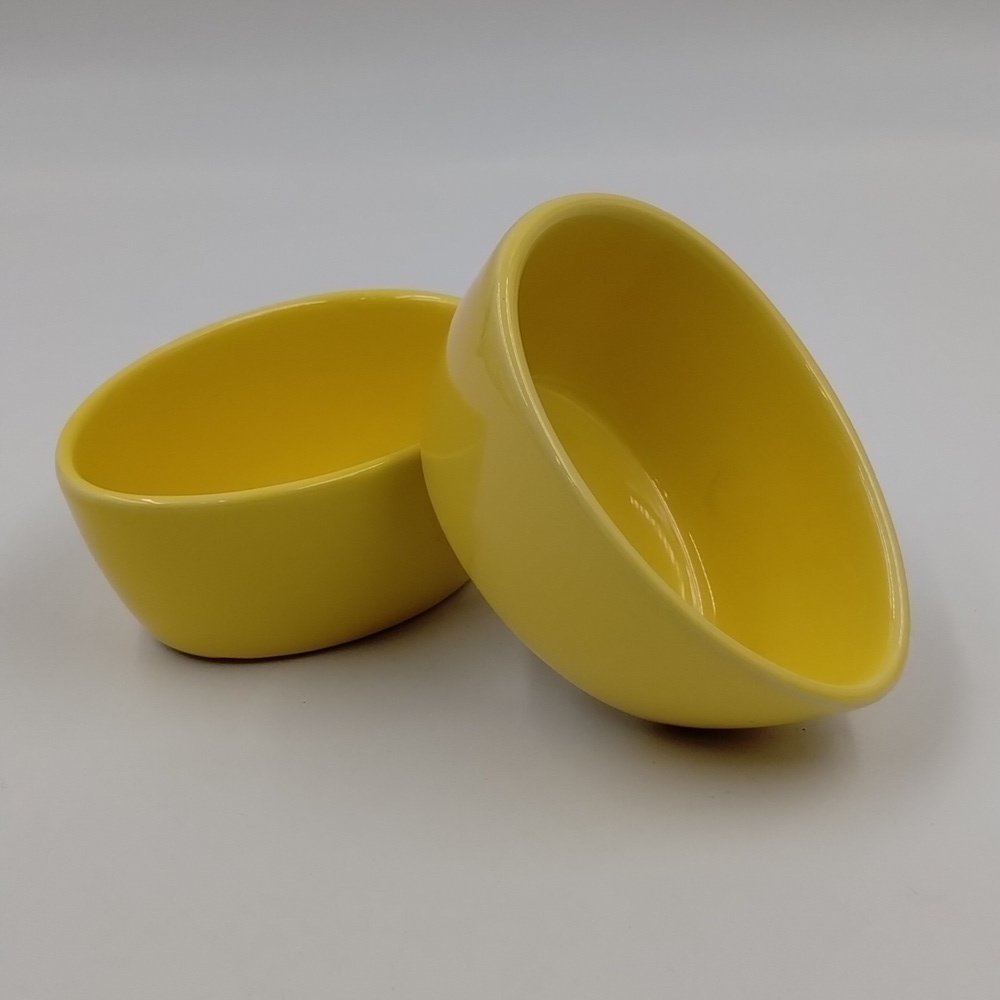 Crate & Barrel Egg Cups Easter Yellow Ceramic Small Cups